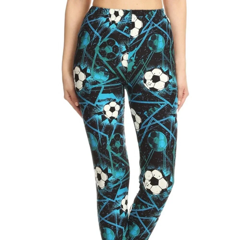 Soccer Print Leggings - Picture 1 of 9